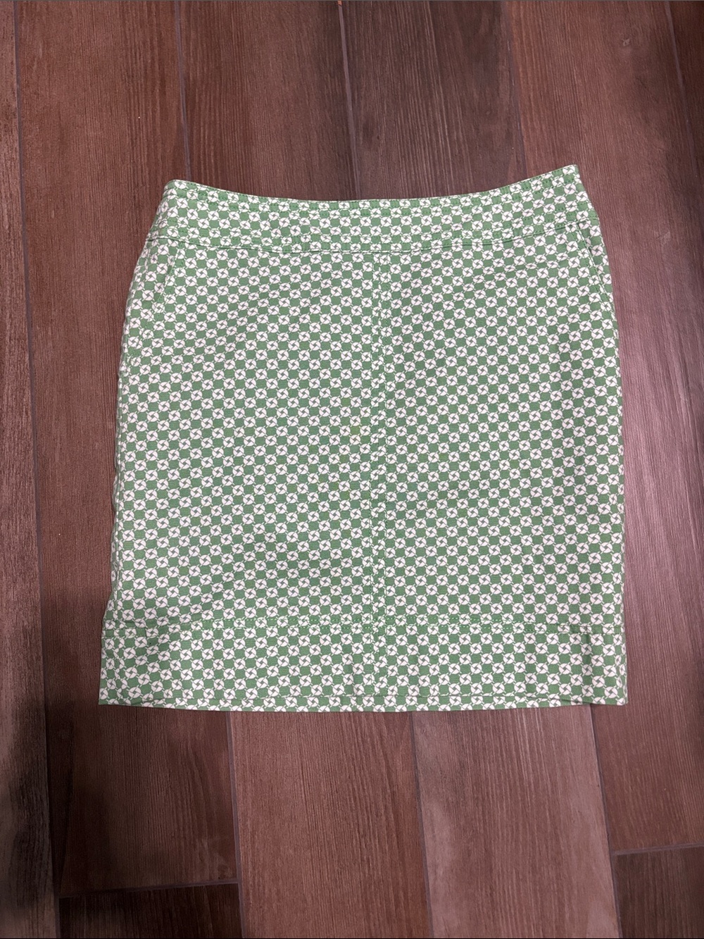 Talbots Green and White Floral-Print Pencil Skirt